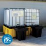 Platformless Double IBC Spill Pallet with double IBC and overflows