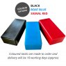 Black, Boat Blue and Red colour options