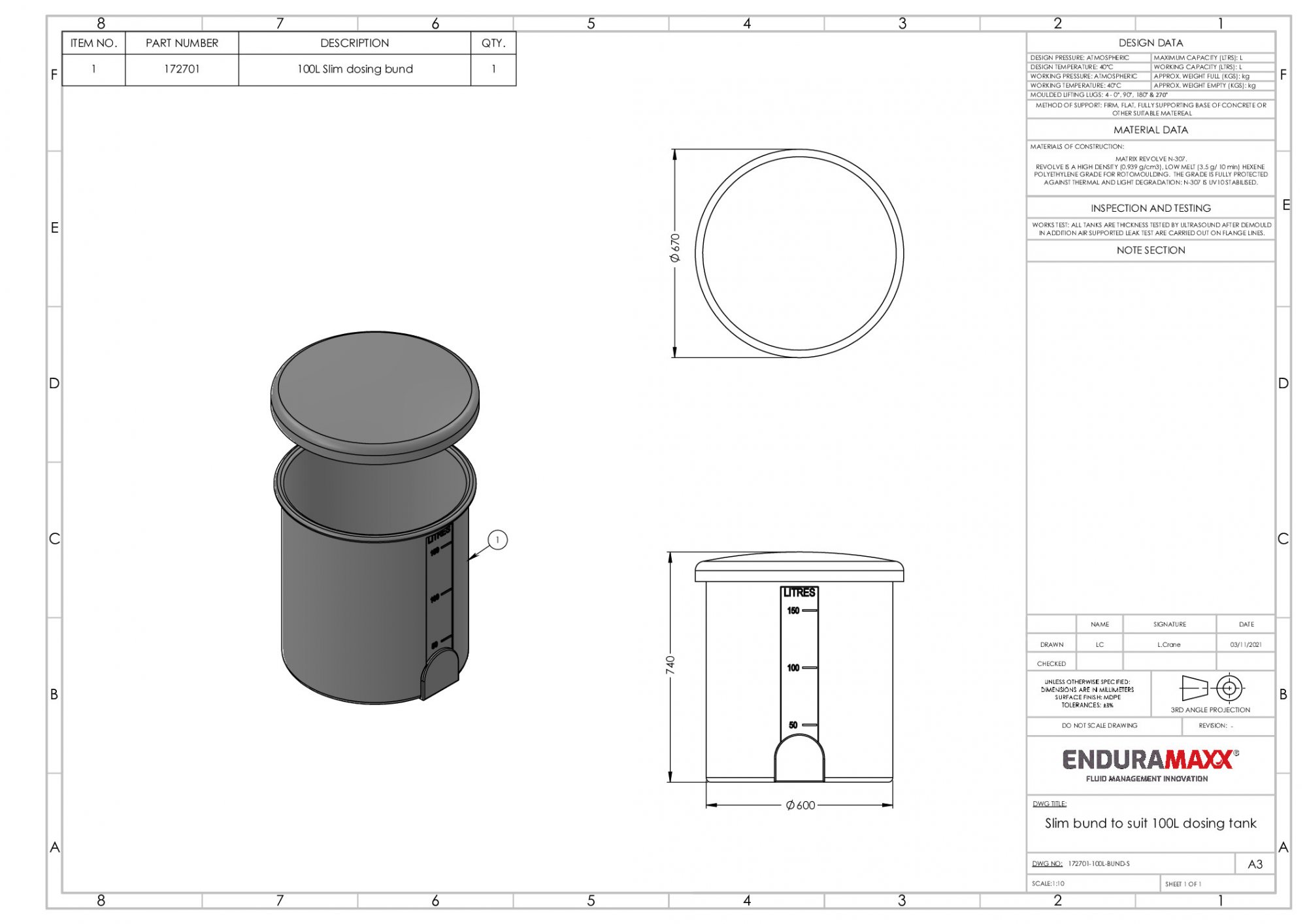 Enduramaxx 150L Batch Mixing Tank 1.5 SG Tanks Direct