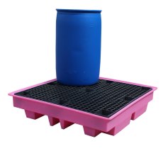 4 Drum low profile spill pallet in  pink