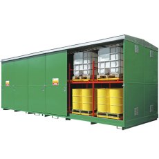 24 IBC / 96 Drum Steel Dual Purpose Sliding Door Storage Unit