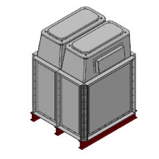 1000 Litre GRP Sectional Water Tank, Internally Flanged Base, Divided, AB Airgap