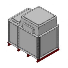 1500 Litre GRP Sectional Water Tank, 1.5x1x1 Internally Flanged Base AB Airgap