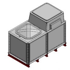 2000 Litre GRP Sectional Water Tank, Internally Flanged Base, AB Airgap (IFB)