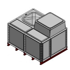 3000 Litre GRP Sectional Water Tank, 2x1.5x1 Internally Flanged Base, AB Airgap (IFB)