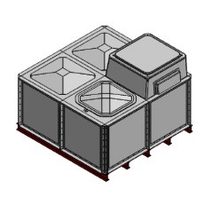 4000 Litre GRP Sectional Water Tank, Internally Flanged Base, AB Airgap (IFB)