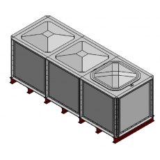 3000 Litre GRP Sectional Water Tank, 3x1x1 Internally Flanged Base (IFB)