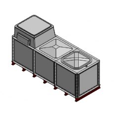 3000 Litre GRP Sectional Water Tank, 3x1x1 Internally Flanged Base, AB Airgap (IFB)