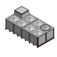 8000 Litre GRP Sectional Water Tank, Internally Flanged Base, AB Airgap (IFB)