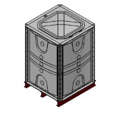 1500 Litre GRP Sectional Water Tank, 1x1x1.5 Internally Flanged Base (IFB)