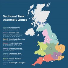 2250 Litre GRP Sectional Water Tank, Internally Flanged Base, AB Airgap (IFB