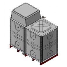 3000 Litre GRP Sectional Water Tank, 2x1x1.5 Internally Flanged Base, AB Airgap (IFB)