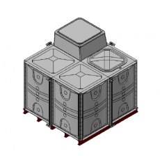 6000 Litre GRP Sectional Water Tank, 2x2x1.5 Internally Flanged Base, AB Airgap (IFB)