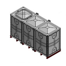 4500 Litre GRP Sectional Water Tank, 3x1x1.5 Internally Flanged Base (IFB)