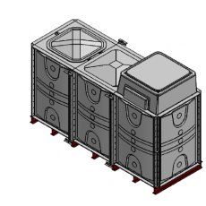 4500 Litre GRP Sectional Water Tank, 3x1x1.5 Internally Flanged Base, AB Airgap (IFB)