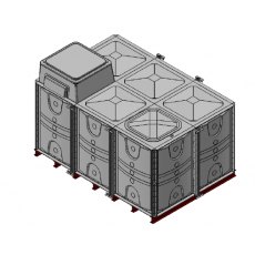 9000 Litre GRP Sectional Water Tank, Internally Flanged Base, AB Airgap (IFB)