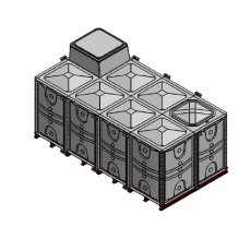 12000 Litre GRP Sectional Water Tank, Internally Flanged Base, AB Airgap (IFB)