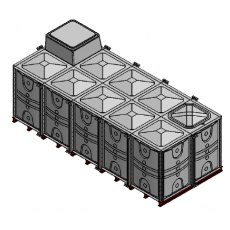 15000 Litre GRP Sectional Water Tank, Internally Flanged Base, AB Airgap (IFB)