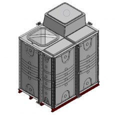 6000 Litre GRP Sectional Water Tank, 2x1.5x2 Internally Flanged Base, AB Airgap (IFB)