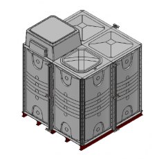 8000 Litre GRP Sectional Water Tank, 2x2x2 Internally Flanged Base, AB Airgap (IFB)