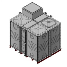 10000 Litre GRP Sectional Water Tank, 2.5x2x2 Internally Flanged Base, AB Airgap (IFB)