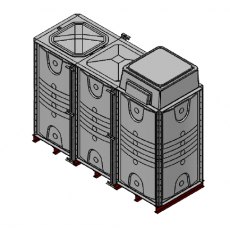 6000 Litre GRP Sectional Water Tank, 3x1x2 Internally Flanged Base, AB Airgap (IFB)