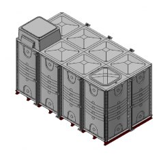 16000 Litre GRP Sectional Water Tank, Internally Flanged Base, AB Airgap (IFB)