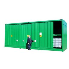 Steel Bunded IBC, Drum Store,  Holds 96 drums or 24 IBCs.