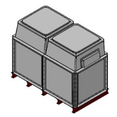 2000 Litre GRP Sectional Water Tank, Internally Flanged Base, Divided, AB Airgap