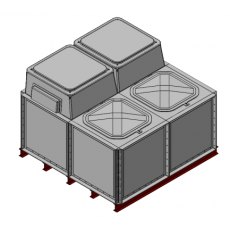 4000 Litre GRP Sectional Water Tank, Internally Flanged Base, Divided, AB Airgap