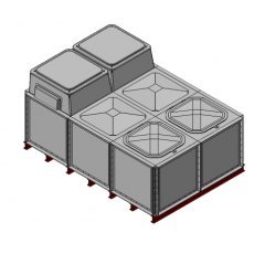 6000 Litre GRP Sectional Water Tank, Internally Flanged Base, Divided, AB Airgap