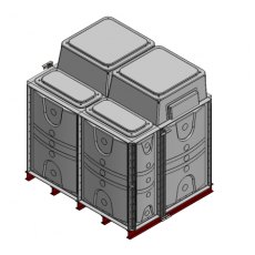 4500 Litre GRP Sectional Water Tank, Internally Flanged Base, Divided, AB Airgap