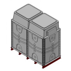 3000 Litre GRPSectional Water Tank (2x1x1.5), Internally Flanged Base, Divided, AB Airgap