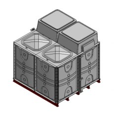 6000 Litre GRP Sectional Water Tank, 2x2x1.5 Internally Flanged Base, Divided, AB Airgap