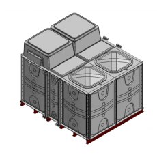 7500 Litre GRP Sectional Water Tank, 2.5x2x1.5 Internally Flanged Base, Divided, AB Airgap