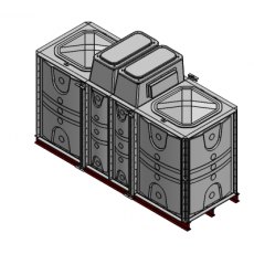 4500 Litre GRP Sectional Water Tank, 3x1x1.5 Internally Flanged Base, Divided, AB Airgap