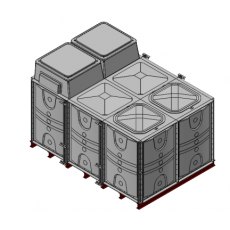 9000 Litre GRP Sectional Water Tank, Internally Flanged Base, Divided, AB Airgap