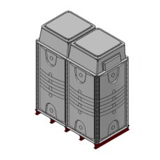 4000 Litre GRP Sectional 2x1x2 Water Tank, Internally Flanged Base, Divided, AB Airgap