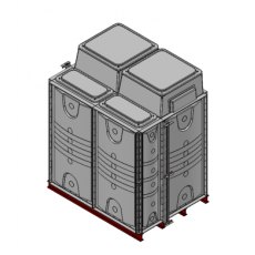 6000 Litre GRP Sectional 2x1.5x2 Water Tank, Internally Flanged Base, Divided, AB Airgap