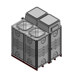 8000 Litre GRP Sectional 2x2x2 Water Tank, Internally Flanged Base, Divided, AB Airgap