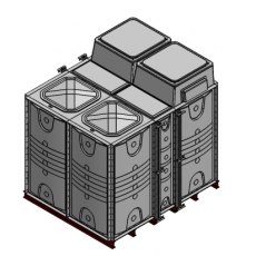 10000 Litre GRP Sectional 2.5x2x2 Water Tank, Internally Flanged Base, Divided, AB Airgap