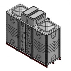 6000 Litre GRP Sectional 3x1x2 Water Tank, Internally Flanged Base, Divided, AB Airgap