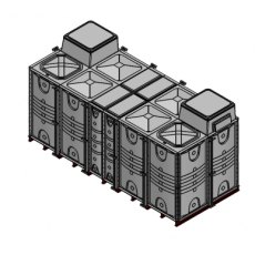 20000 Litre GRP Sectional 5x2x2 Water Tank, Internally Flanged Base, Divided, AB Airgap