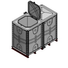 3000 Litre GRP Sectional Water Tank, 2x1x1.5 Internally Flanged Base (IFB)