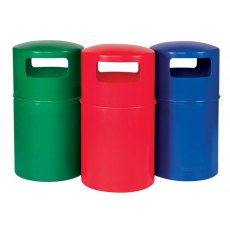 Hooded litter bin with lid and plastic liner