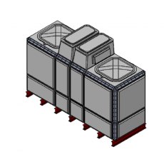 5977 Litre GRP Sectional Water Tank (3x1x1.5), Totally Internally Flanged, Divided, AB Airgap