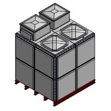 9938 Litre GRP Sectional 2x2x2 Water Tank, Totally Internally Flanged, Divided, AB Airgap