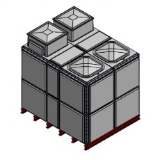 12249 Litre GRP Sectional 2.5x2x2 Water Tank, Totally Internally Flanged, Divided, AB Airgap