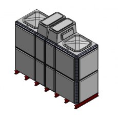 7788 Litre GRP Sectional 3x1x2 Water Tank, Totally Internally Flanged, Divided, AB Airgap