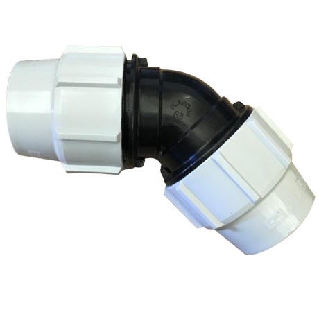 63 mm MDPE Elbow Connector, 45 degrees